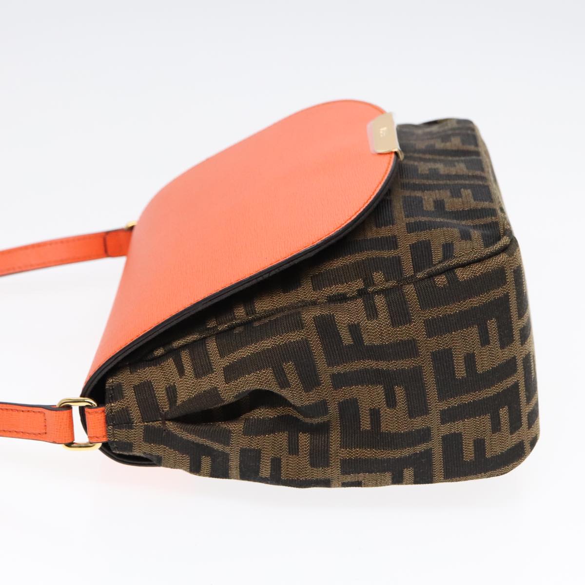 Luxury Fendi Zucca Canvas Shoulder Bag Brown Black Orange91226