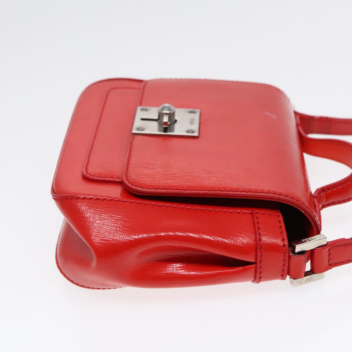 Luxury Fendi Shoulder Bag Leather 2way Red Silver91228