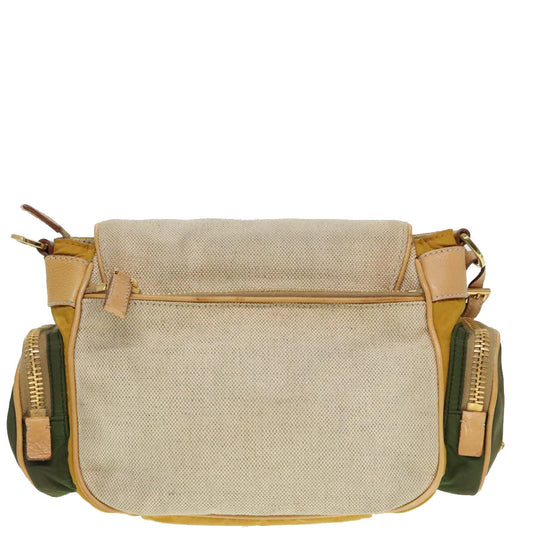 Luxury Prada Shoulder Bag Canvas Beige Gold 91235