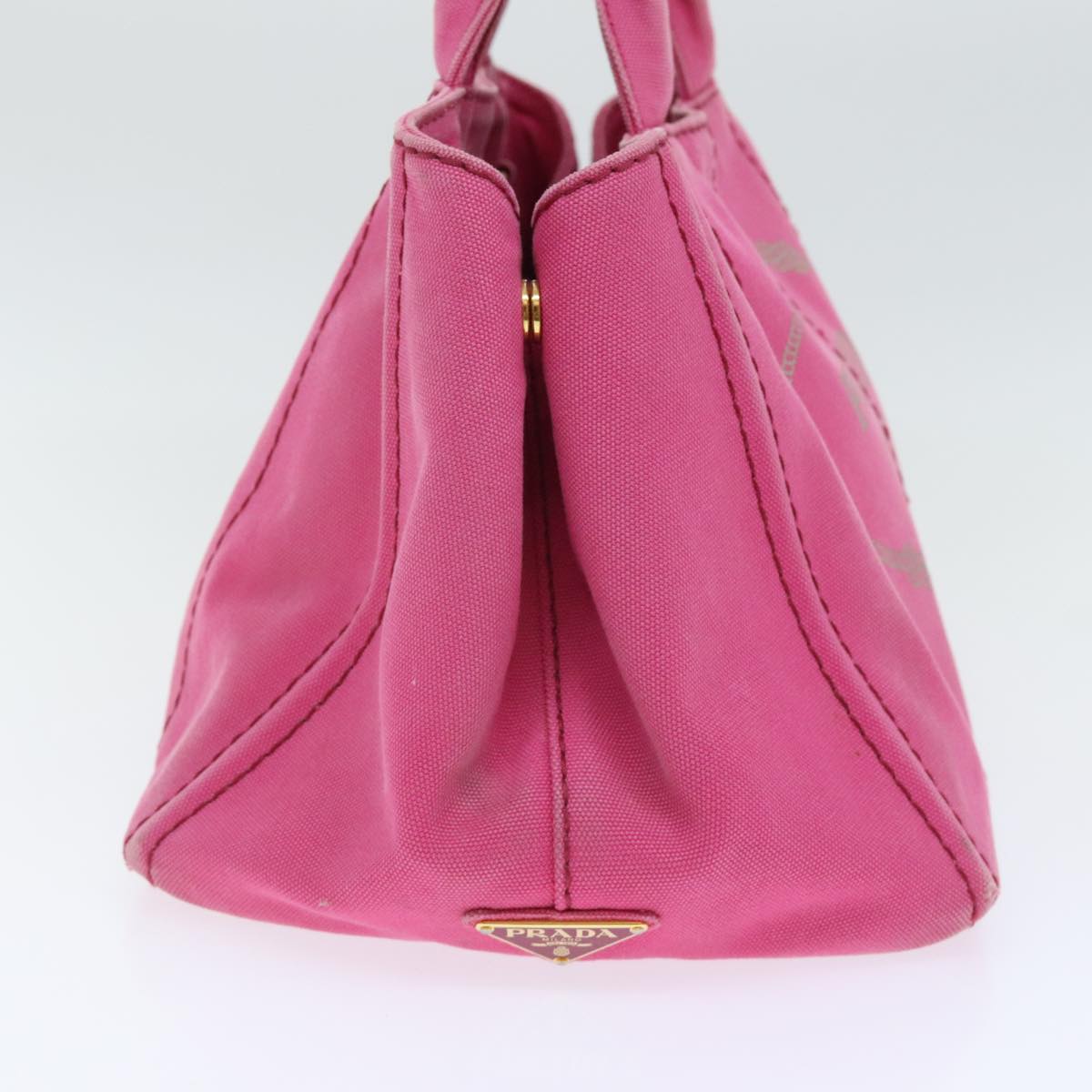 Luxury Prada Canapa MM Hand Bag Canvas Pink Gold 91241
