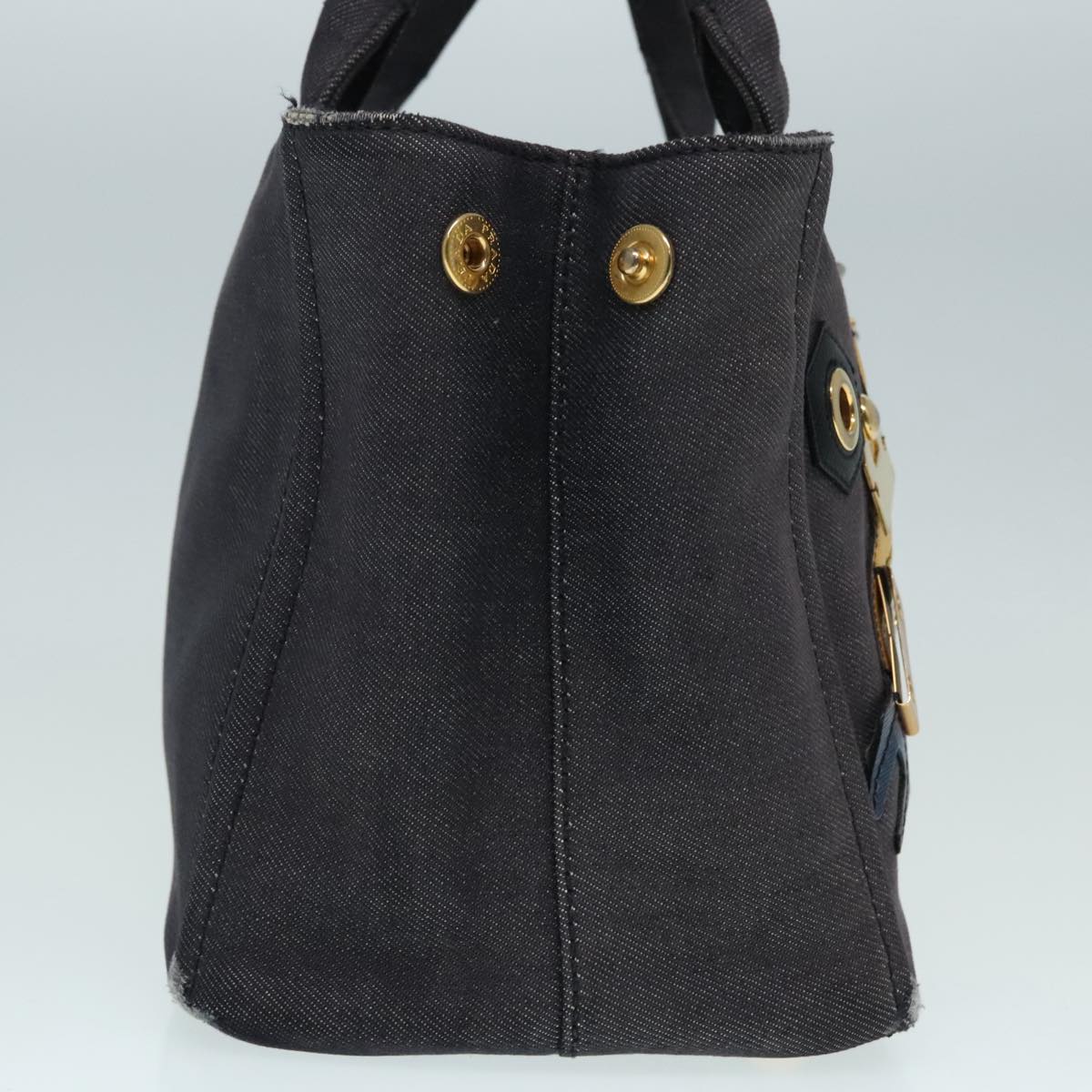 Luxury Prada Canapa PM Robot Hand Bag Canvas 2way Purple Gold 91244