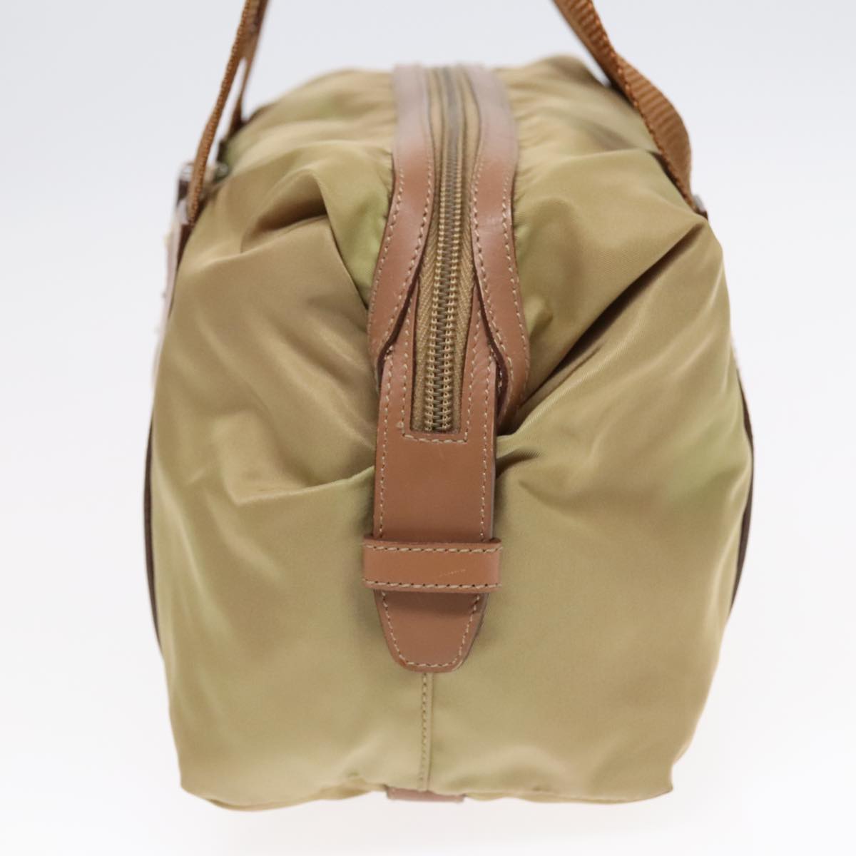 Luxury Prada Hand Bag Nylon Khaki Silver 91245