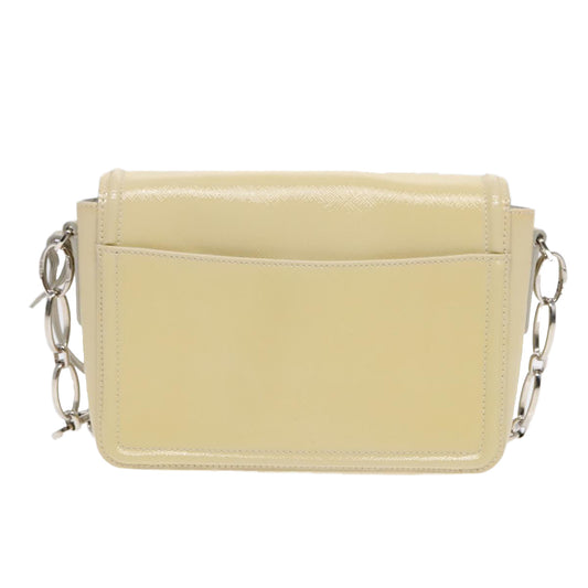 Luxury Prada Chain Shoulder Bag Enamel Yellow Silver 91250