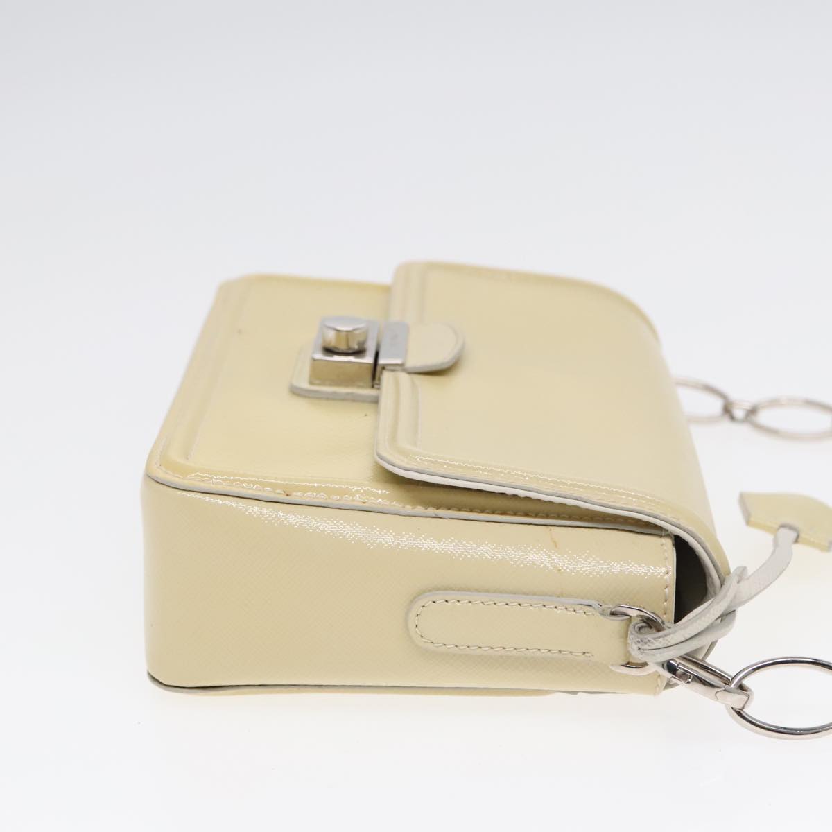 Luxury Prada Chain Shoulder Bag Enamel Yellow Silver 91250
