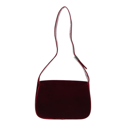 Luxury Prada Shoulder Bag Velor Wine Red 91258