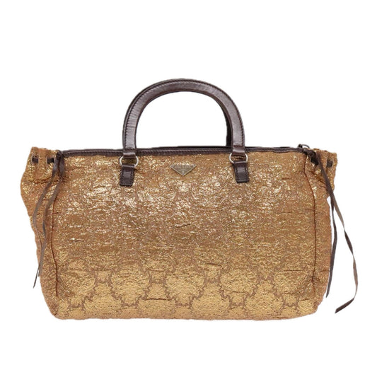 Luxury Prada Hand Bag Canvas Gold 91259