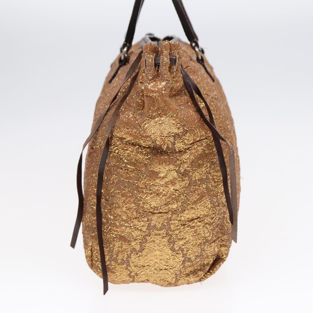 Luxury Prada Hand Bag Canvas Gold 91259