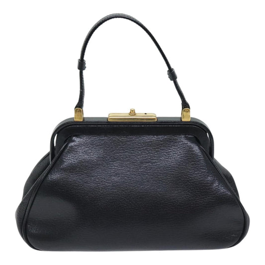 Luxury Prada Hand Bag Leather Black Gold 91260