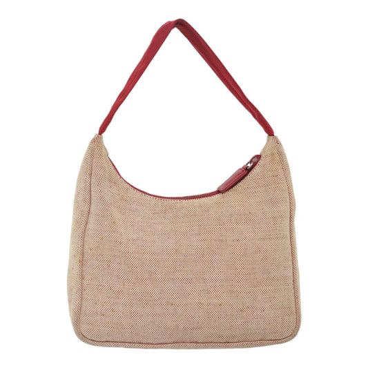 Luxury Prada Sports Hand Bag Canvas Beige Red 91403