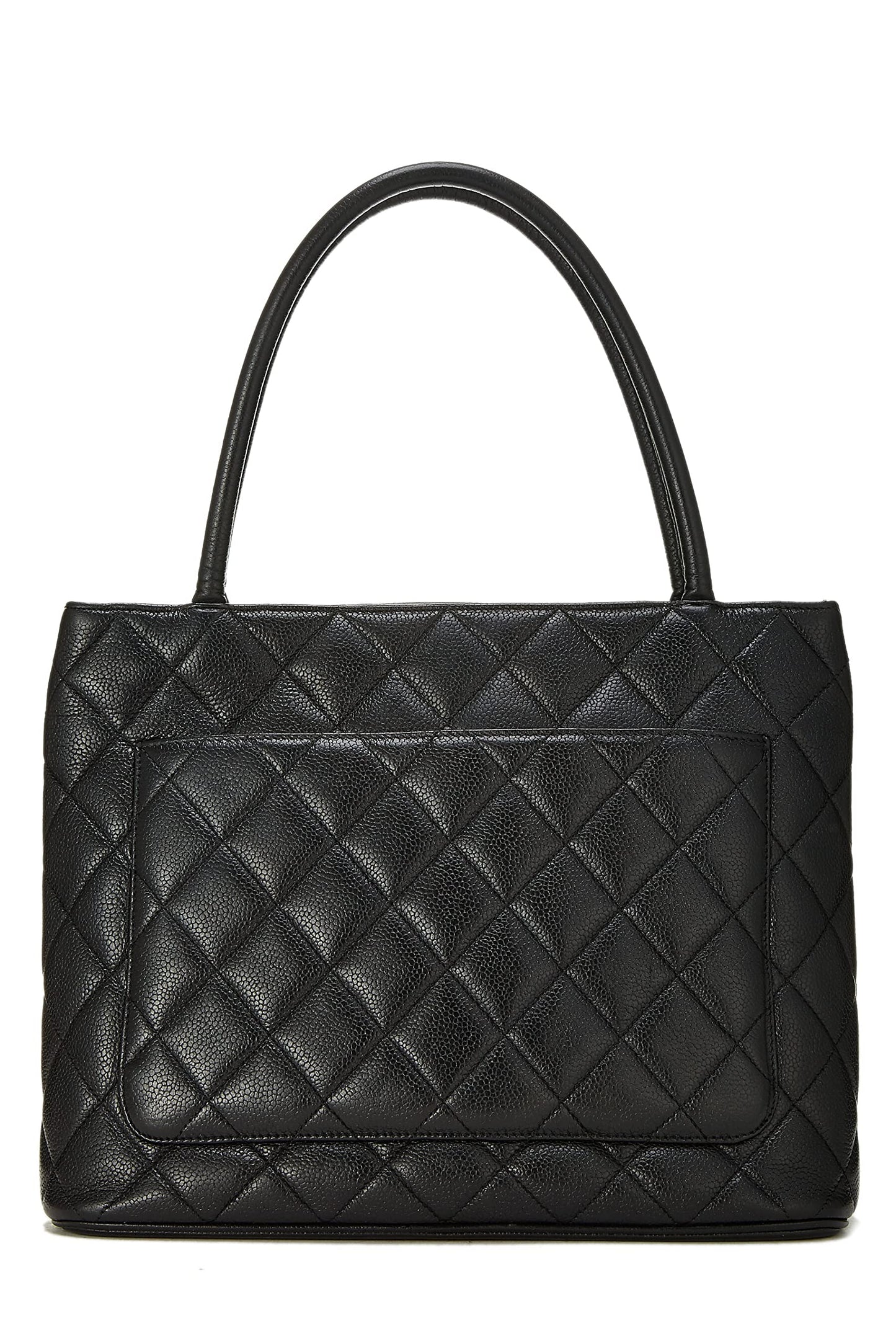 Chanel, Black Quilted Caviar Medallion Tote, Black
