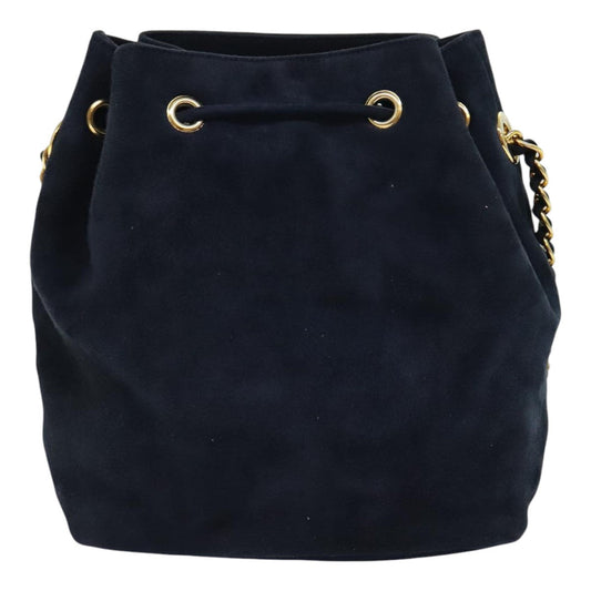 Luxury Prada Chain Shoulder Bag Suede Navy 91603