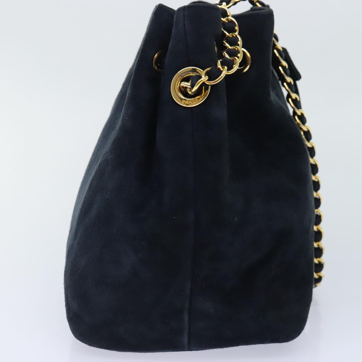 Luxury Prada Chain Shoulder Bag Suede Navy 91603