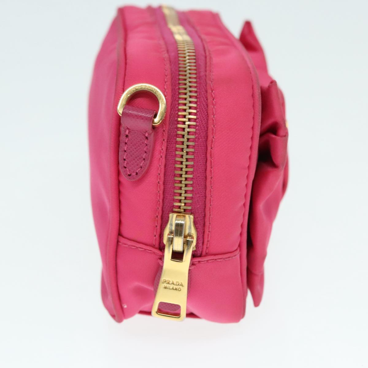 Luxury Prada Shoulder Bag Nylon Pink Gold 91657