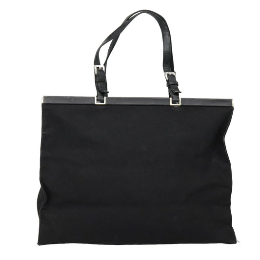 Luxury Prada Tote Bag Canvas Black Silver 91760