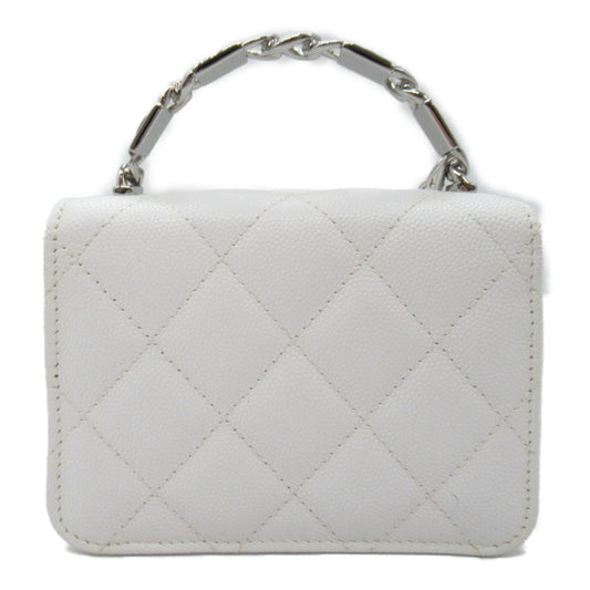 CHANEL Mini Chain Sder Bag Shoulder Bag Cabia S White AP2758