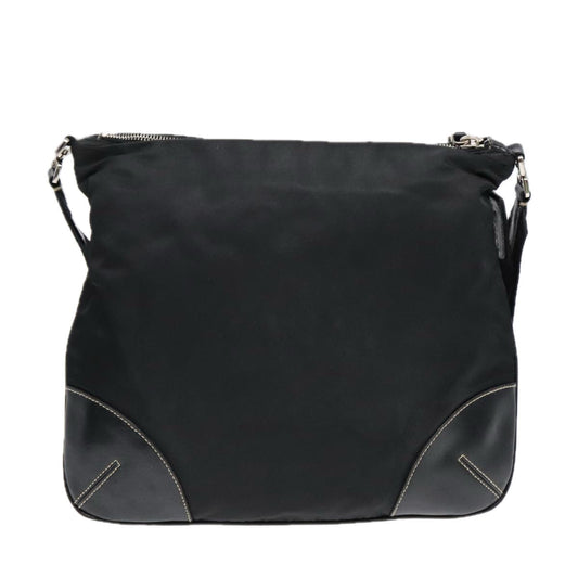 Luxury Prada Shoulder Bag Nylon Leather Black Silver 91835