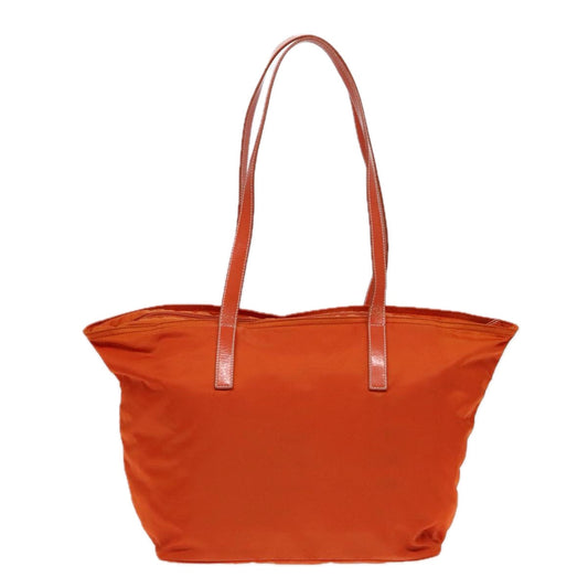 Luxury Prada Tote Bag Nylon Leather Orange Silver 91856