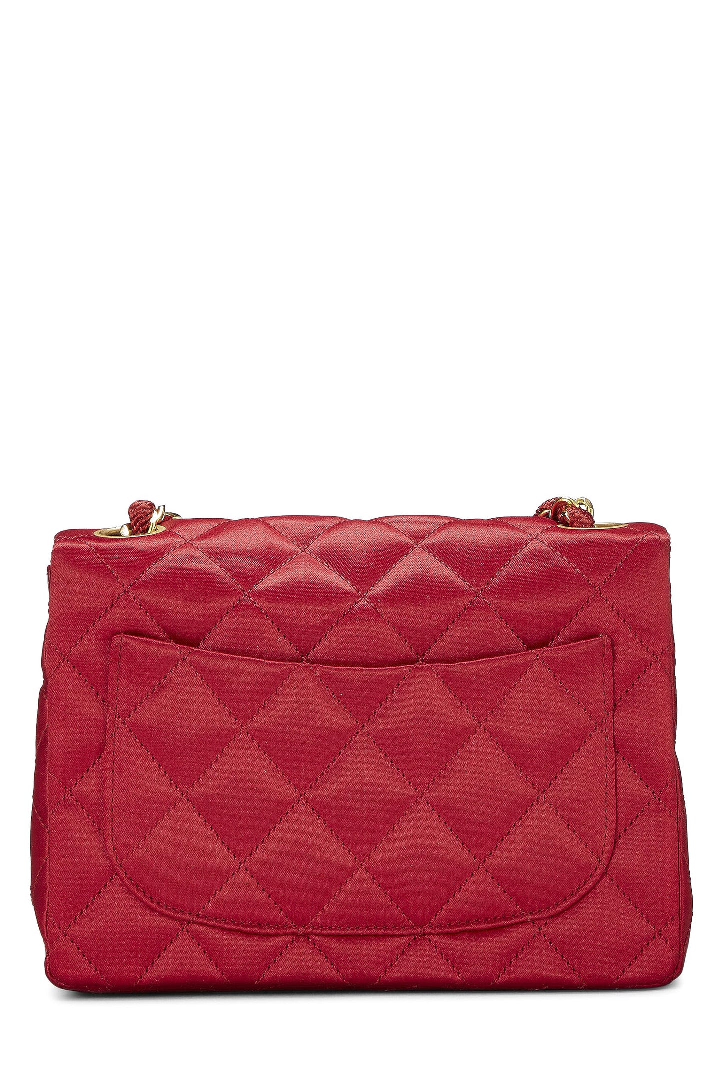 Chanel, Red Quilted Satin Half Flap Mini, Red