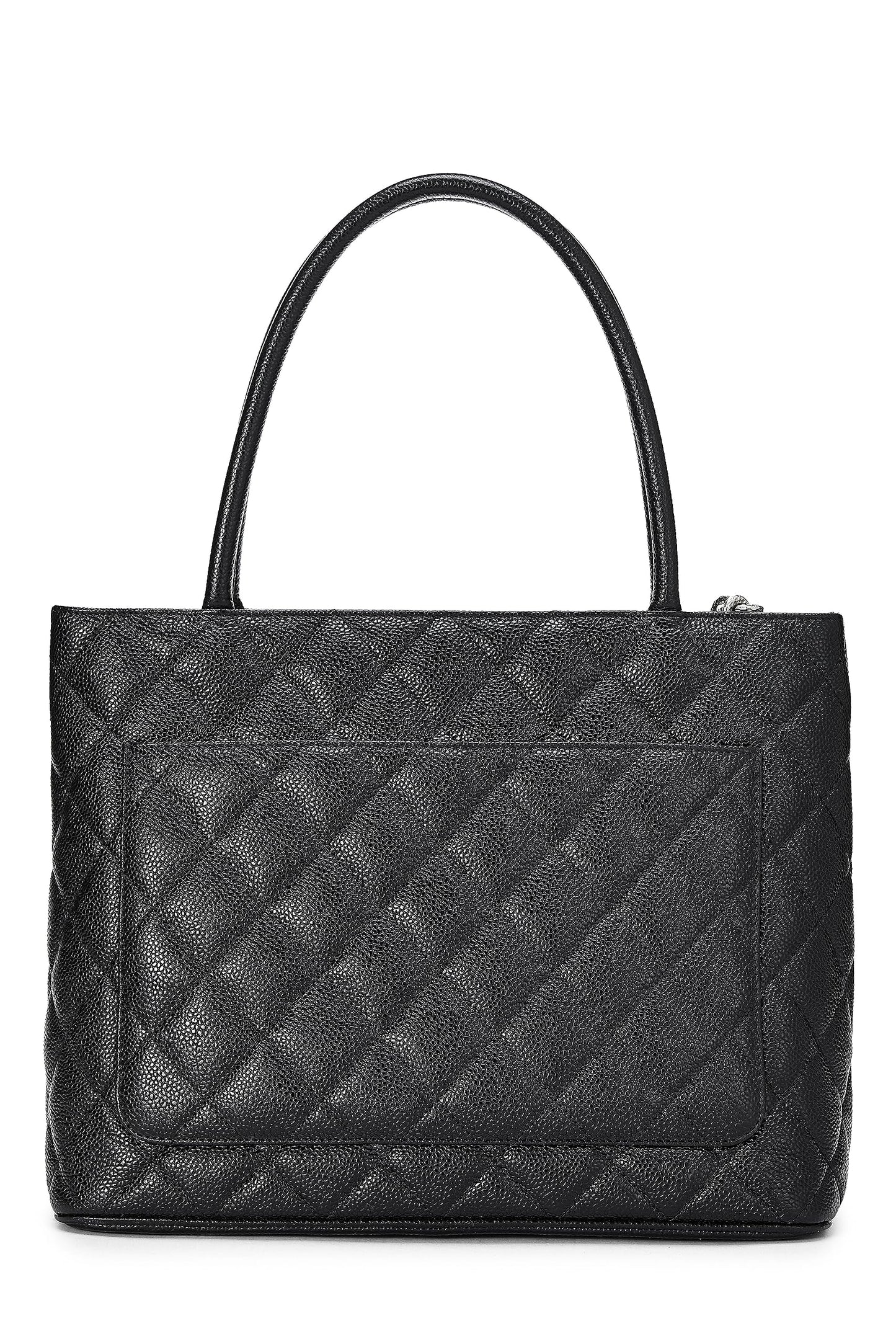 Chanel, Black Quilted Caviar Medallion Tote, Black