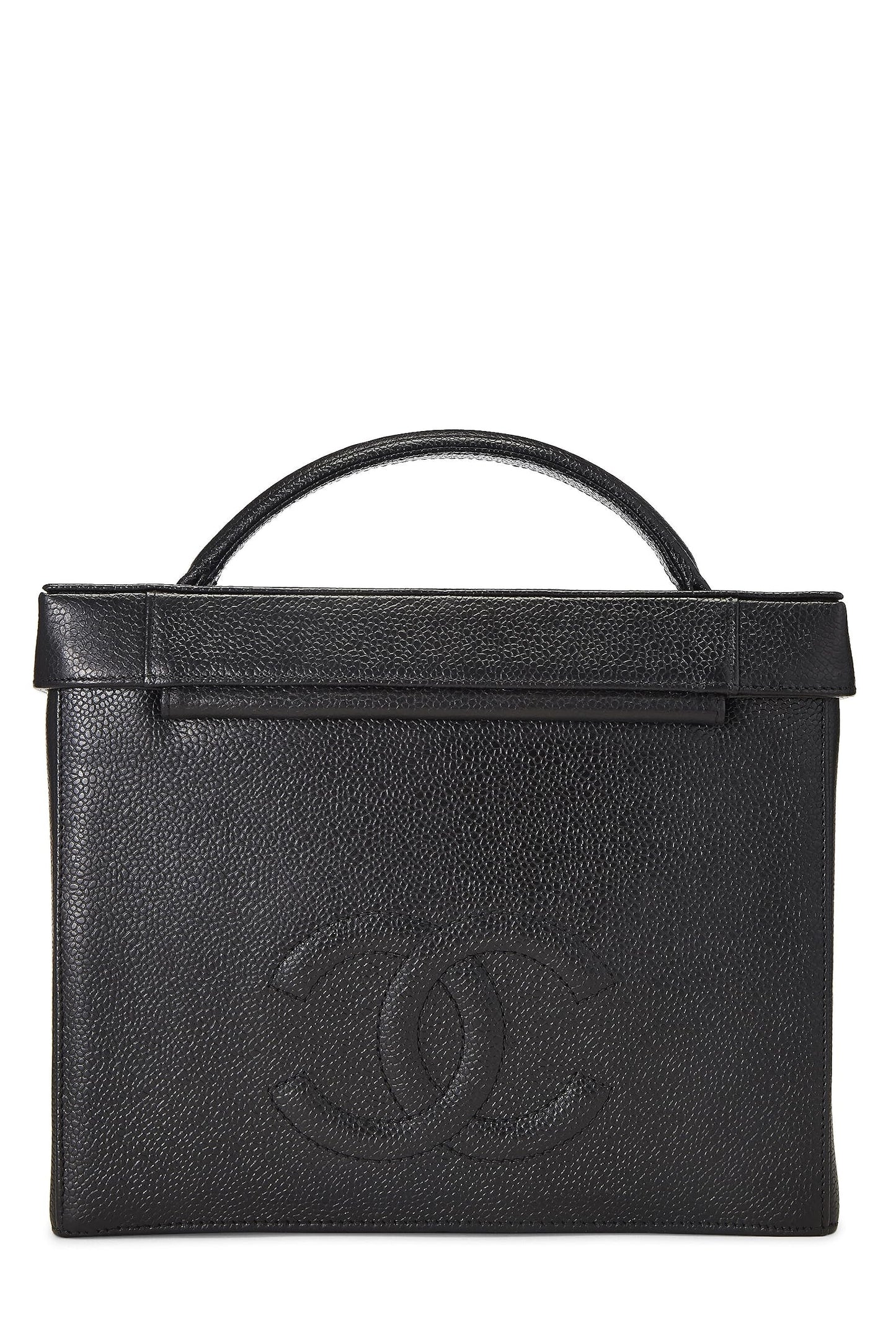 Chanel, Black Caviar Circle 'CC' Vanity Large, Black