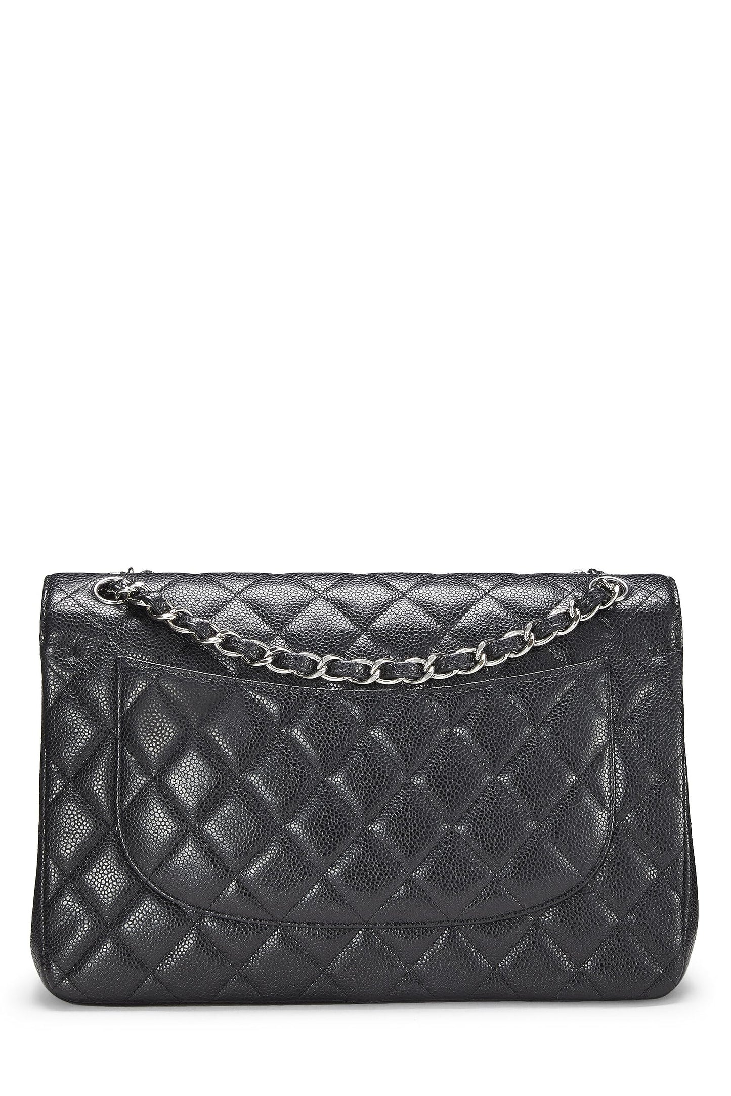 Chanel, Black Quilted Caviar New Classic Flap Jumbo, Black