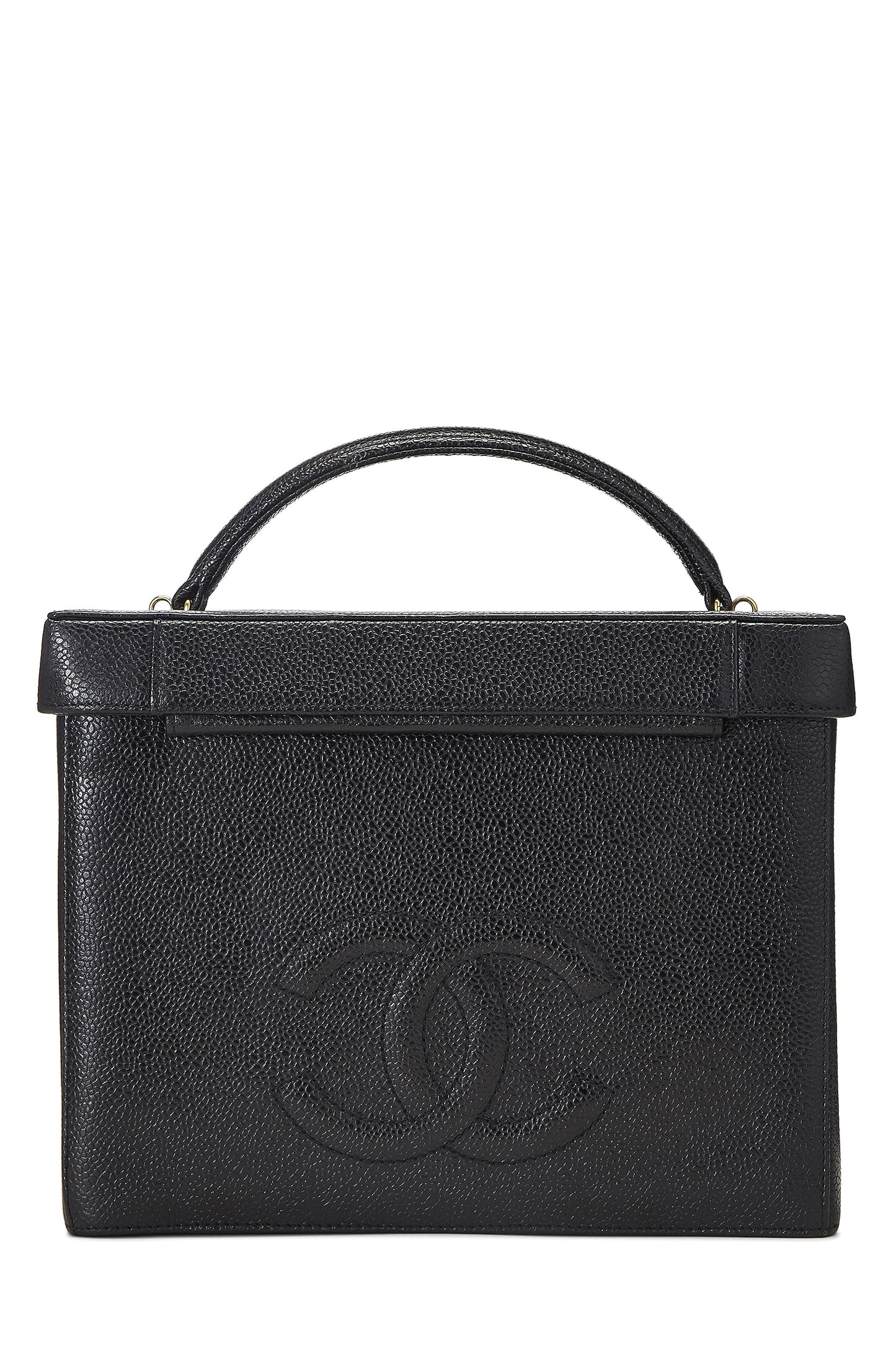 Chanel, Black Caviar Circle 'CC' Vanity Large, Black