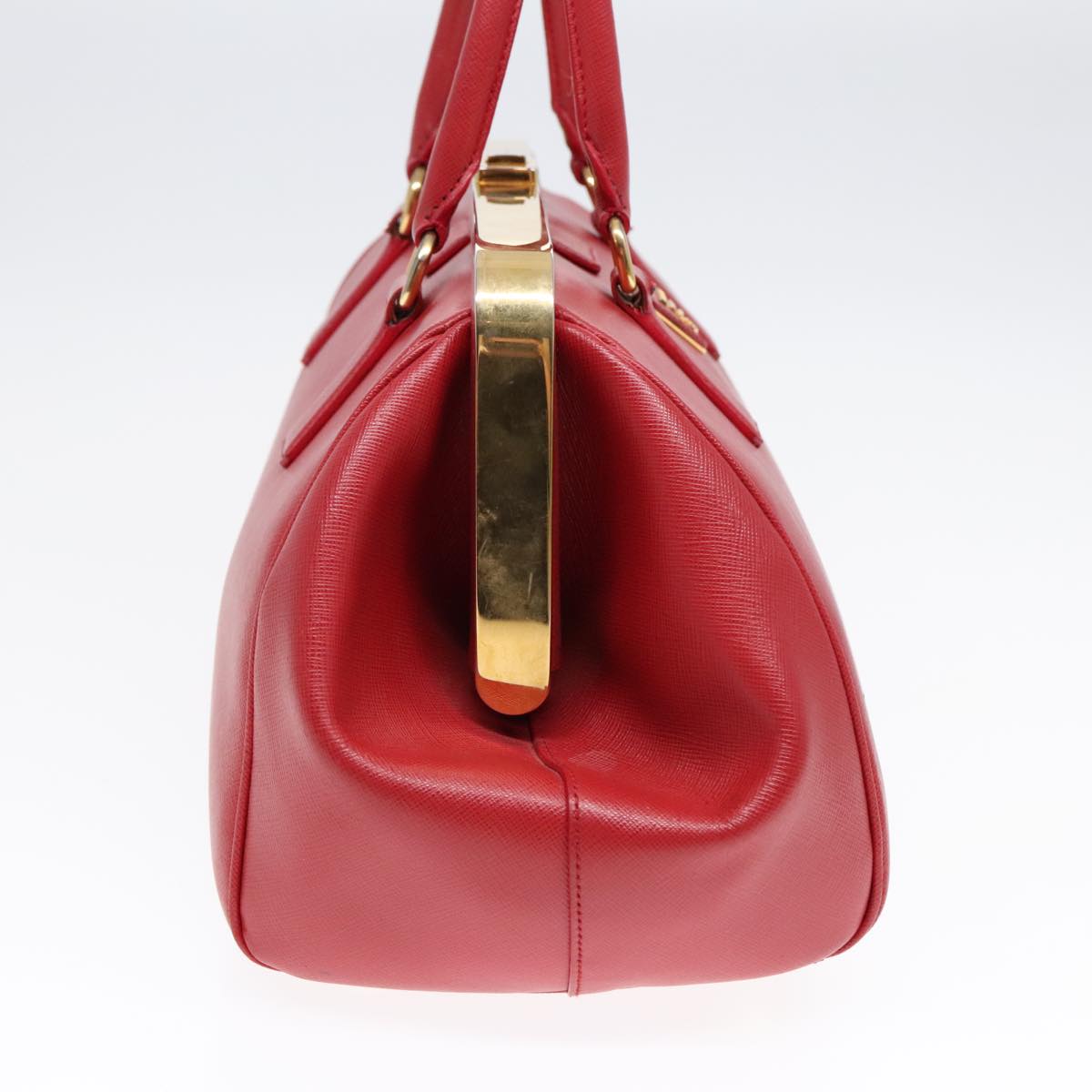 Luxury Prada Hand Bag Safiano leather Red Gold 92106