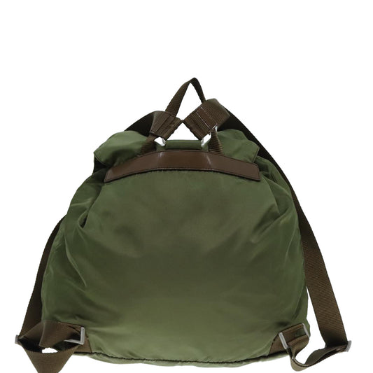 Luxury Prada Backpack Nylon Khaki Silver 92200