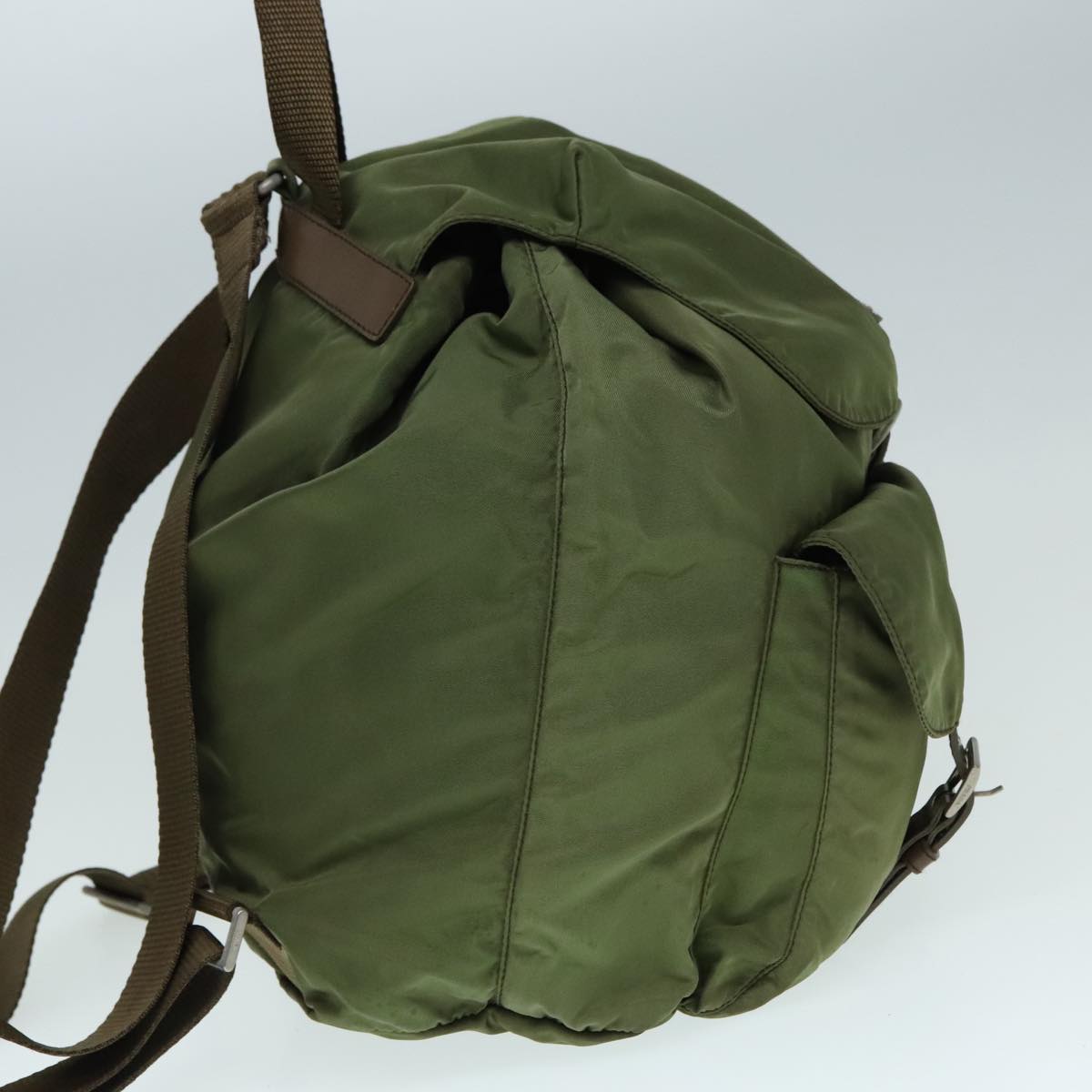 Luxury Prada Backpack Nylon Khaki Silver 92200