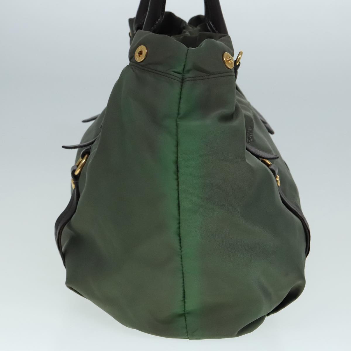 Luxury Prada Hand Bag Nylon 2way Khaki Gold 92201