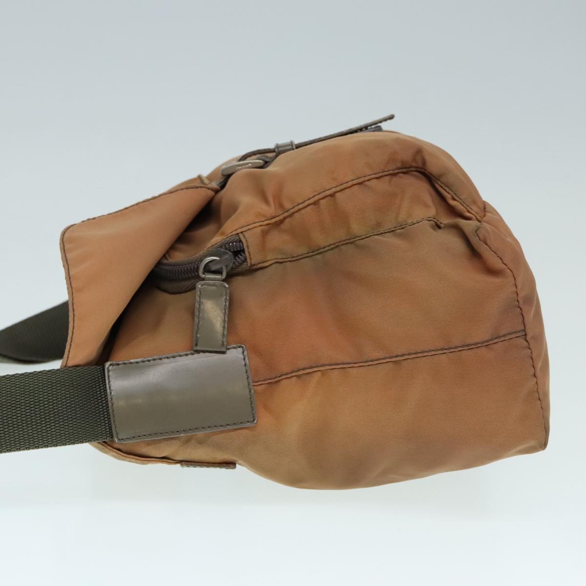 Luxury Prada Shoulder Bag Nylon Silver Brown 92342