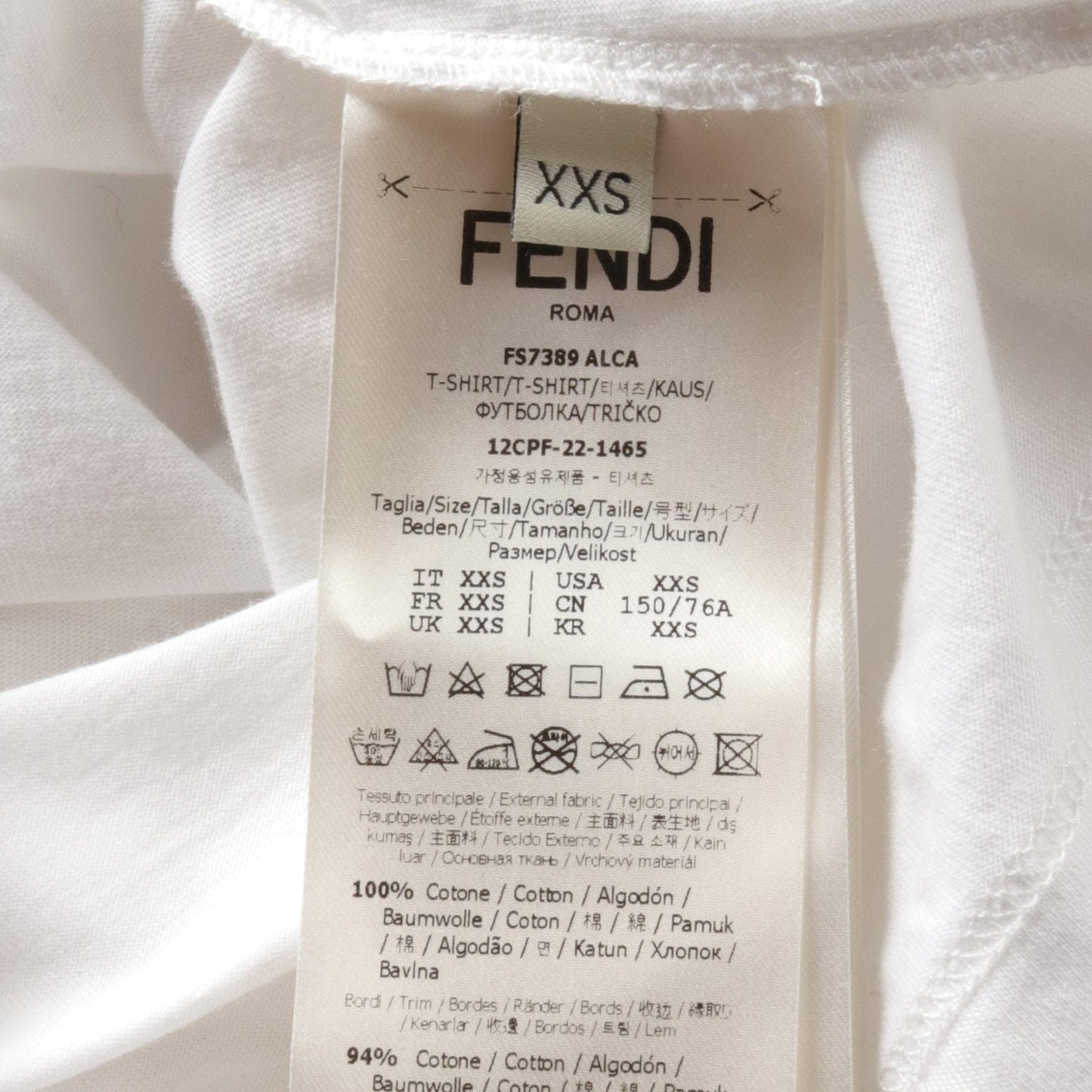 Luxury Fendi T-shirt Logo embroidery Cotton White