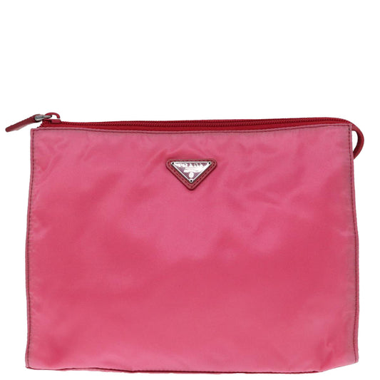 Luxury Prada Clutch Bag Nylon Pink Silver 92400