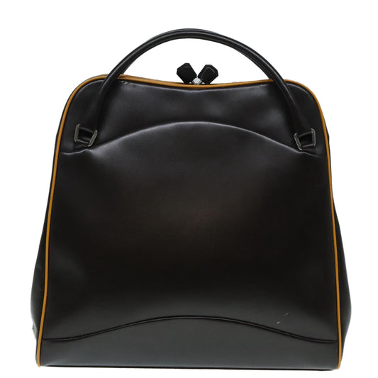 Luxury Prada Hand Bag Leather Brown Silver 92452