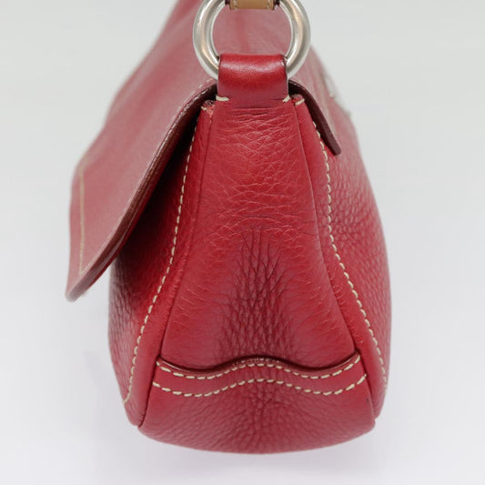 Luxury Prada Shoulder Bag Leather Red Silver 92460