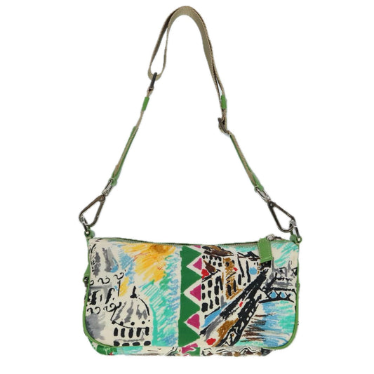 Luxury Prada Shoulder Bag Nylon Green Silver 92462