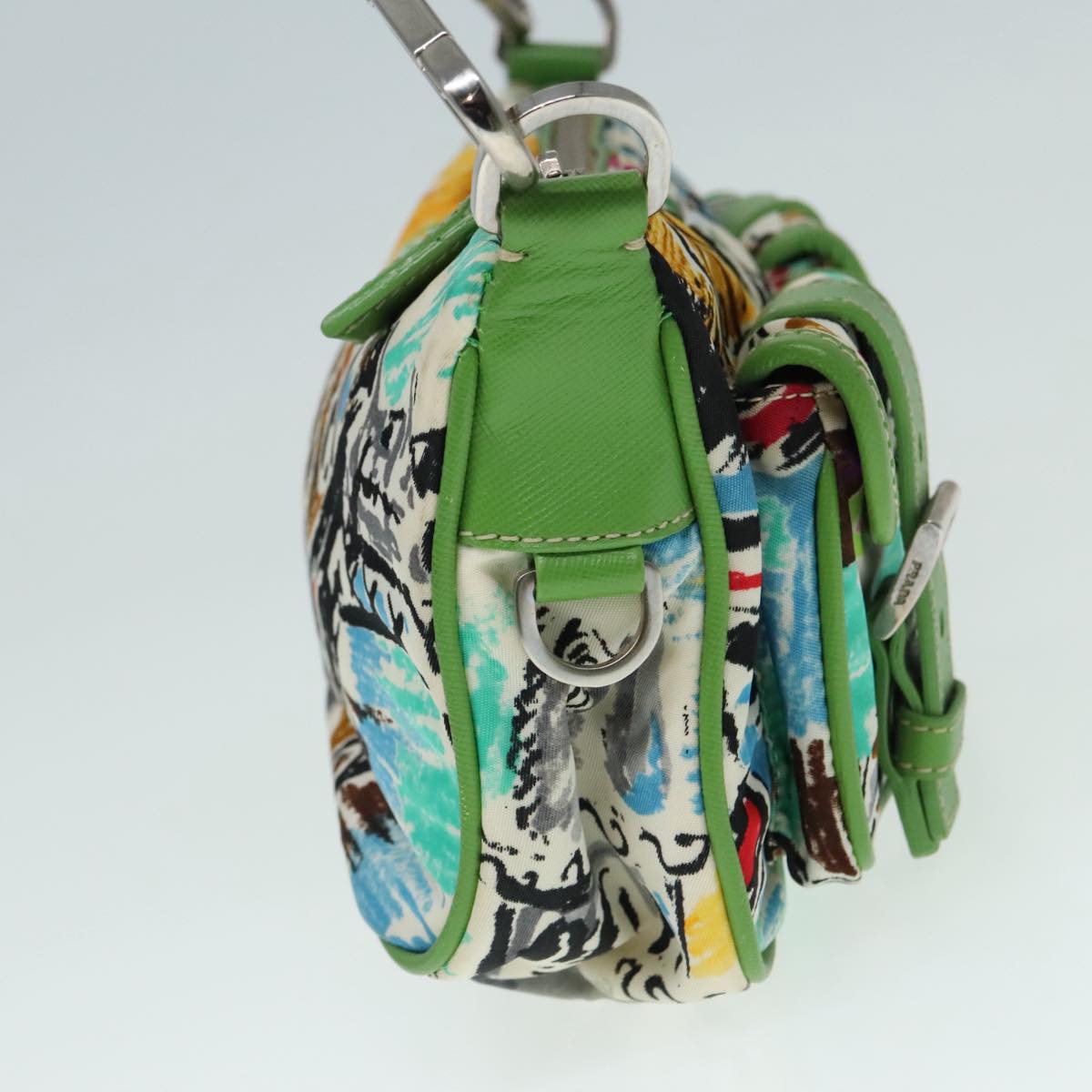 Luxury Prada Shoulder Bag Nylon Green Silver 92462