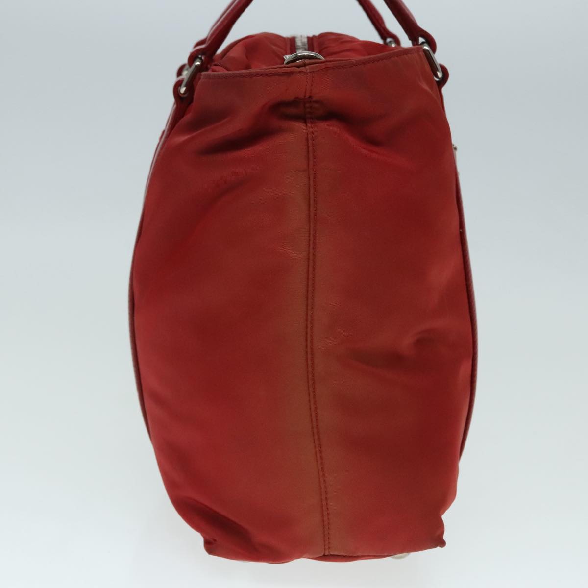 Luxury Prada Hand Bag Nylon 2way Red Silver 92474