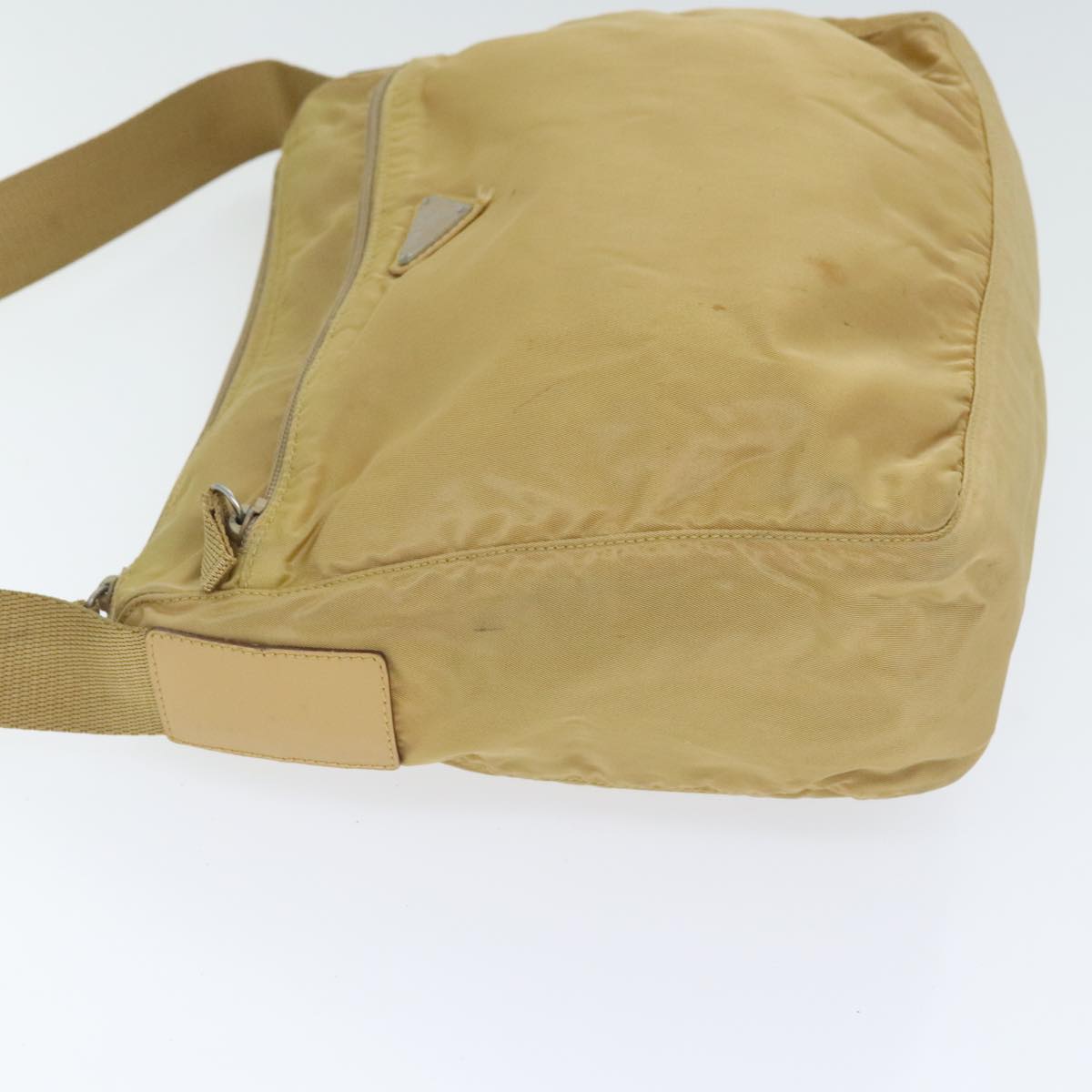 Luxury Prada Shoulder Bag Nylon Beige Silver 92490