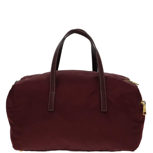 Luxury Prada Boston Bag Nylon 2way Bordeaux Gold 92506