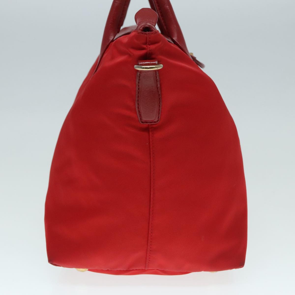 Luxury Prada Hand Bag Nylon 2way Red Gold 92513