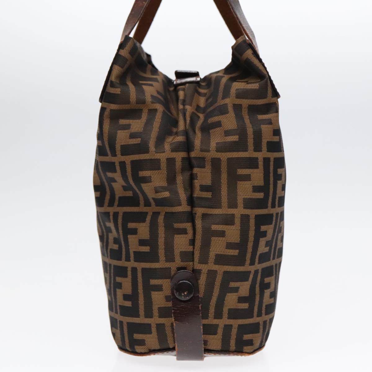 Luxury Fendi Zucca Canvas Hand Bag Brown Black Silver92553