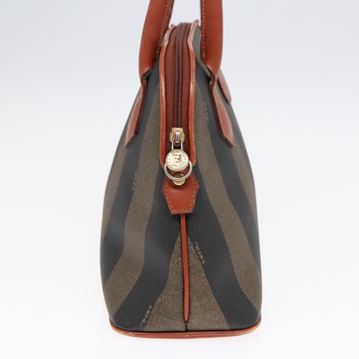 Luxury Fendi Pecan Canvas Hand Bag Brown Black Gold92554