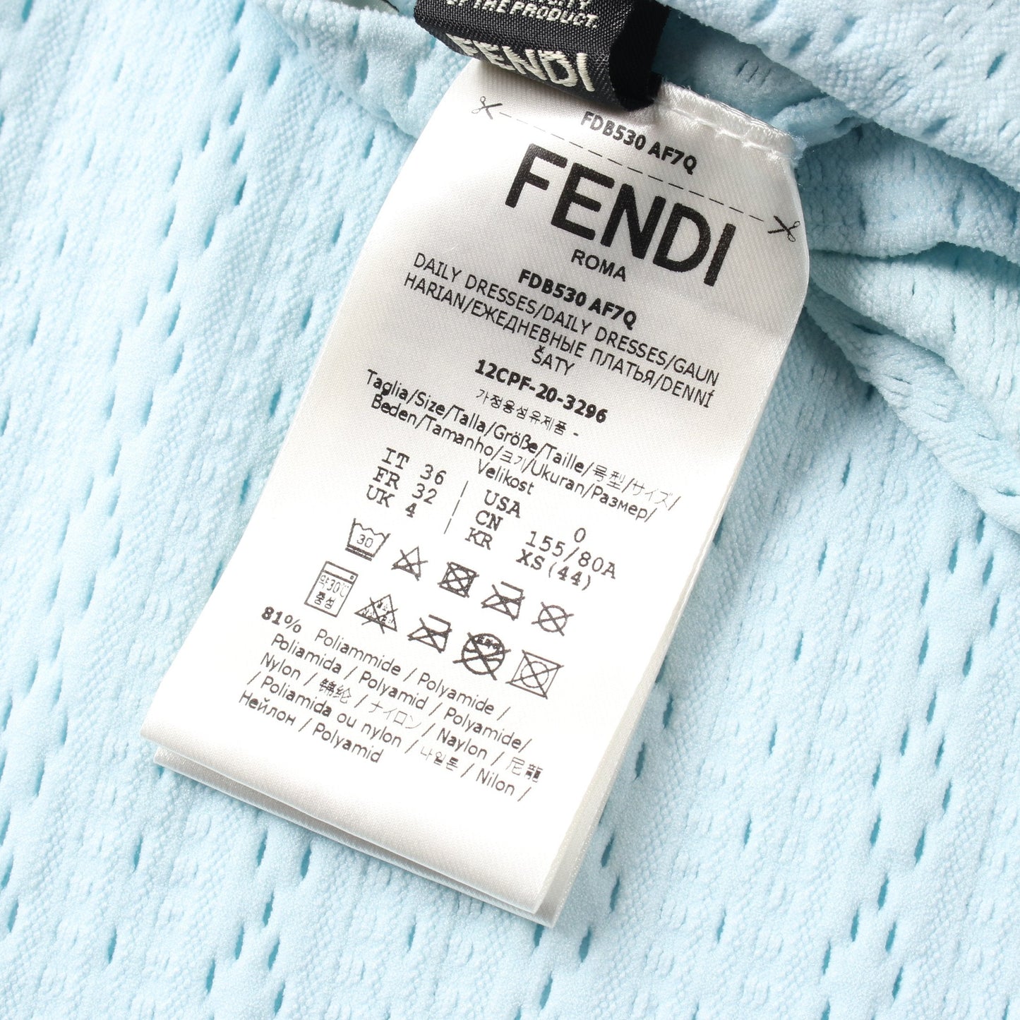 Luxury Fendi Knit dress Nylon Light blue