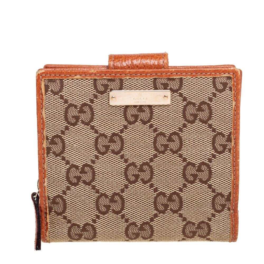 Luxury Gucci Trending 2025 Beige GG Canvas Zip Around French Compact Wallet