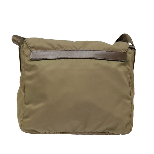 Luxury Prada Shoulder Bag Nylon Khaki Silver 92809