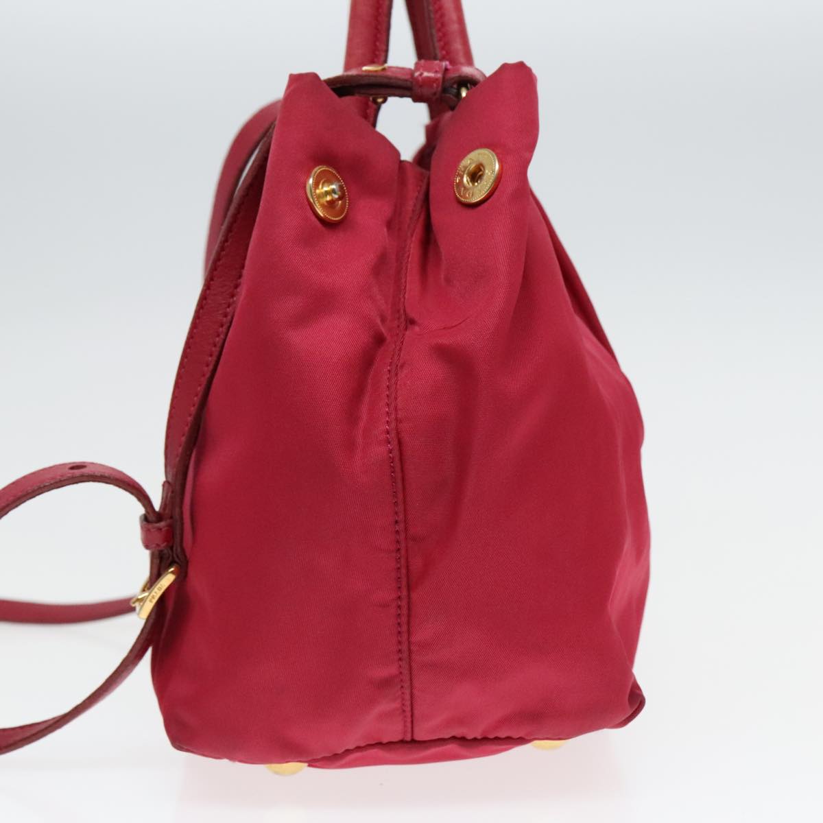 Luxury Prada Hand Bag Nylon 2way Pink Gold 92814