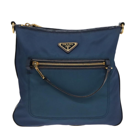 Luxury Prada Shoulder Bag Nylon Blue Gold 92817