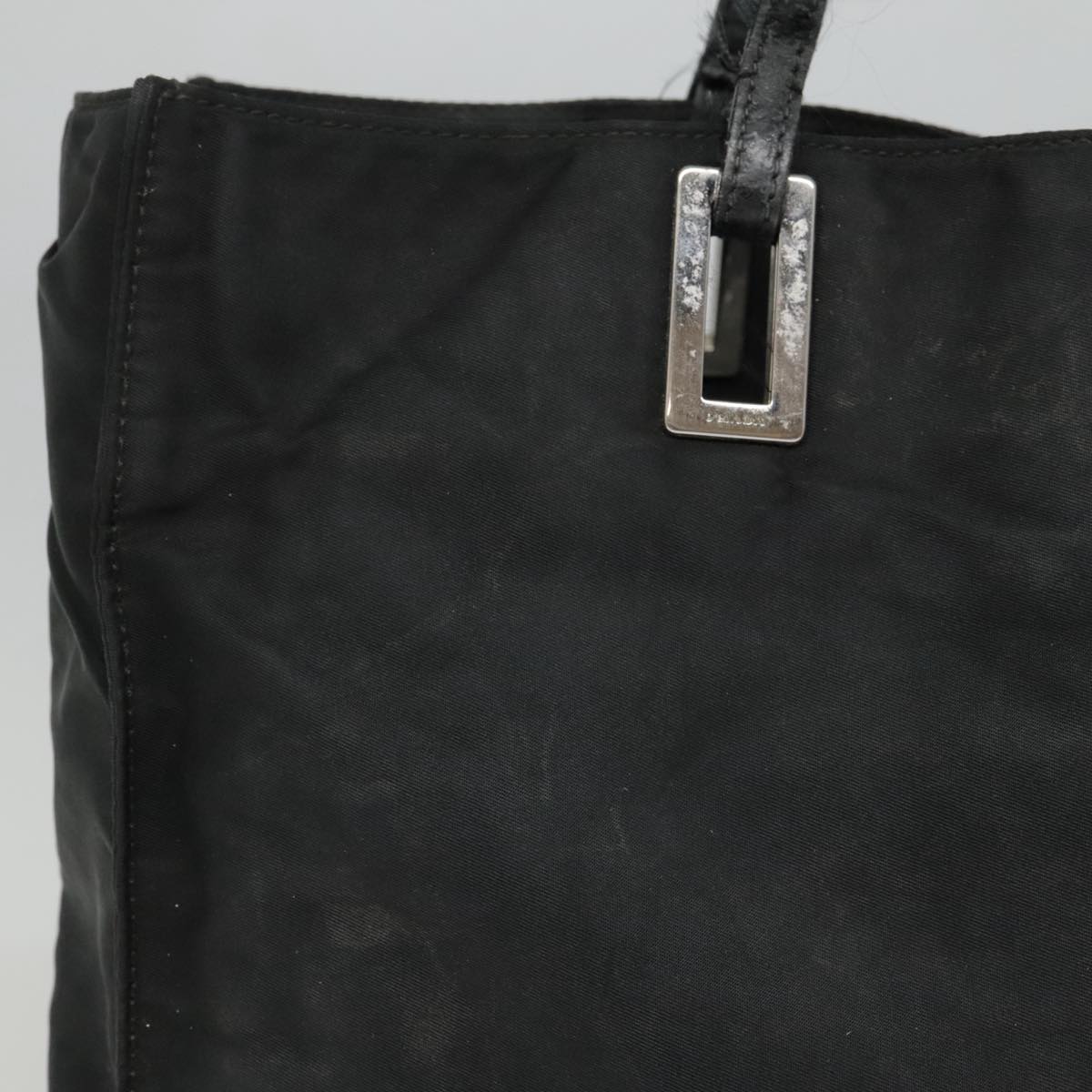 Luxury Prada Tote Bag Nylon Black Silver 92826