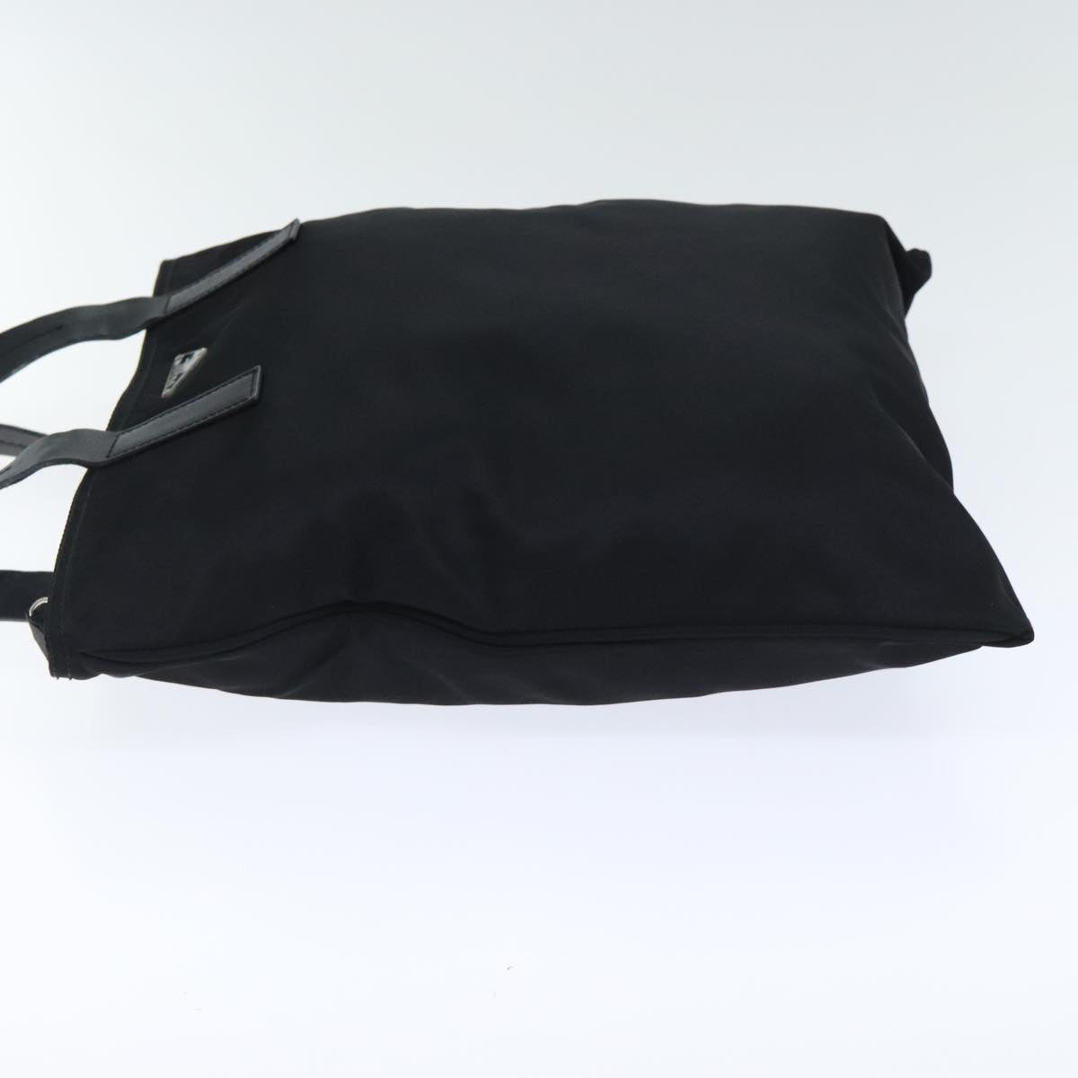 Luxury Prada Tote Bag Nylon Leather Black Silver 92827
